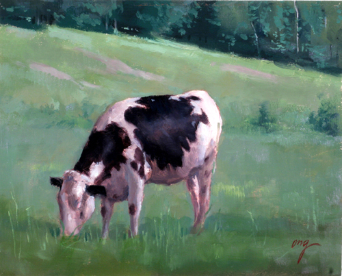 Cow Graze - A Fine Art Painting by Wilson J. Ong